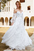 Load image into Gallery viewer, White Organza Off Shoulder Wedding Dress