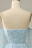 Load image into Gallery viewer, Off The Shoulder Sky Blue A line Tulle Prom Dress