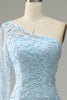 Load image into Gallery viewer, One Shoulder Sky Blue Mermaid Prom Dress With Appliques