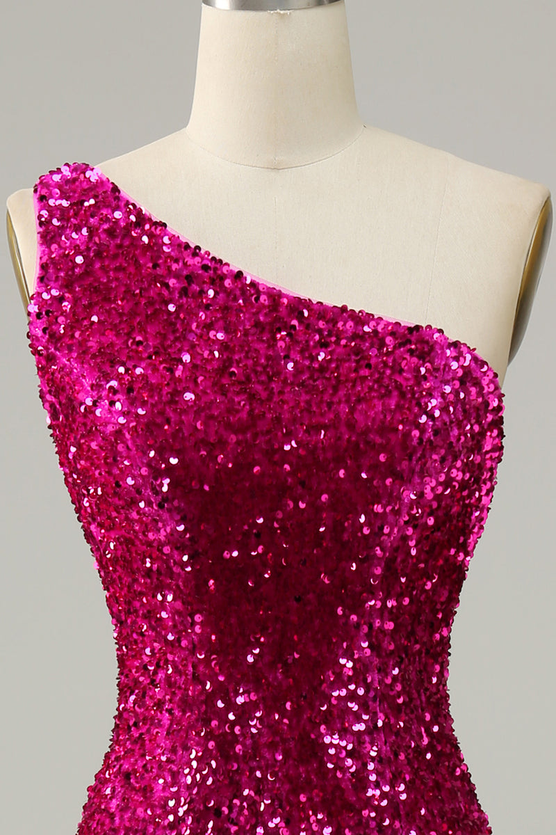 Load image into Gallery viewer, Sequin One Shoulder Glitter Mermaid Prom Dress