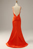 Load image into Gallery viewer, Orange Spaghetti Straps Mermaid Prom Dress