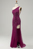 Load image into Gallery viewer, One Shoulder Sequin Prom Dress with Slit