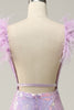 Load image into Gallery viewer, Sweetheart Mermaid Purple Sequins Sparkly Prom Dress with Feather