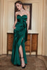 Load image into Gallery viewer, Dark Green Sheath Sweetheart Satin Prom Dress with Slit