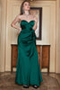 Load image into Gallery viewer, Dark Green Sheath Sweetheart Satin Prom Dress with Slit
