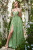 Load image into Gallery viewer, Green Off Shoulder A Line Prom Dress with Embroidery