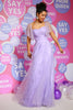 Load image into Gallery viewer, Off the Shoulder Lavender Princess Prom Dress with Ruffles