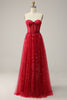 Load image into Gallery viewer, Strapless Red A Line Corset Prom Dress