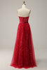 Load image into Gallery viewer, Strapless Red A Line Corset Prom Dress