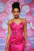 Load image into Gallery viewer, Hot Pink Sequins Print Mermaid Corset Prom Dress