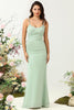 Load image into Gallery viewer, Sage Green Mermaid Draped Bridesmaid Dress