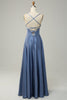 Load image into Gallery viewer, Grey Blue Halter A Line Long Bridesmaid Dress