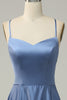 Load image into Gallery viewer, Grey Blue Halter A Line Long Bridesmaid Dress