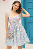 Load image into Gallery viewer, Blue Corset A-Line Short Prom Dress with 3D Flowers