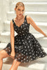 Load image into Gallery viewer, Black A Line Tulle Graduation Dress with Stars