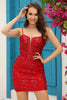 Load image into Gallery viewer, Bodycon Spaghetti Straps Red Sequins Cocktail Dress with Criss Cross Back