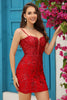 Load image into Gallery viewer, Bodycon Spaghetti Straps Red Sequins Cocktail Dress with Criss Cross Back