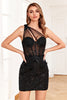 Load image into Gallery viewer, Sparkly Black Corset Sequins Tight Short Prom Dress