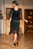 Load image into Gallery viewer, Dark Green V-neck Fringed Sequins Party Dress