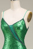 Load image into Gallery viewer, Sparkly Mermaid Spaghetti Straps Green Sequins Long Prom Dress with Split Front