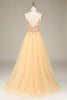 Load image into Gallery viewer, Charming A Line Spaghetti Straps Golden Long Prom Dress with Beading