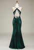 Load image into Gallery viewer, Mermaid Spaghetti Straps Dark Green Long Prom Dress with Open Back