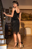 Load image into Gallery viewer, Sparkly Black Sequined 1920s Flapper Dress with 20s Accessories