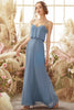 Load image into Gallery viewer, Baby Blue Long Chiffon Bridesmaid Dress