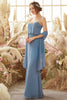 Load image into Gallery viewer, Baby Blue Long Chiffon Bridesmaid Dress