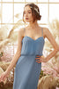 Load image into Gallery viewer, Baby Blue Long Chiffon Bridesmaid Dress