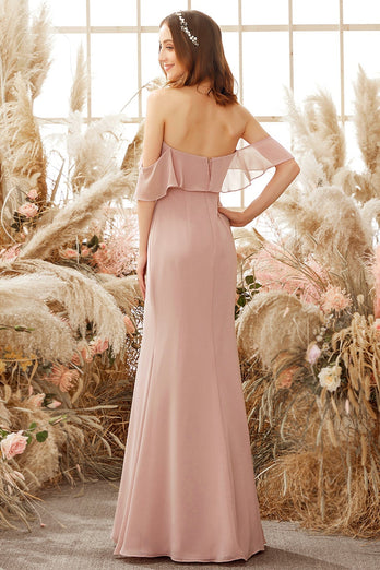 Elegant Off The Shoulder Chiffon Bridesmaid Dress