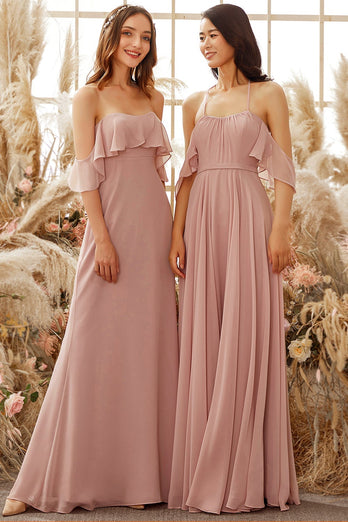 Elegant Off The Shoulder Chiffon Bridesmaid Dress