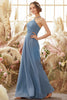 Load image into Gallery viewer, Baby Blue Halter Long Bridesmaid Dress