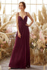 Load image into Gallery viewer, Burgundy Chiffon Bridesmaid Dress