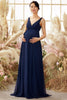 Load image into Gallery viewer, V neck Long Maternity Bridesmaid Dress