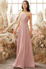 Load image into Gallery viewer, Dusty Pink Chiffon Bridesmaid Dress