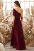 Load image into Gallery viewer, One Shoulder Burgundy Chiffon Bridesmaid Dress