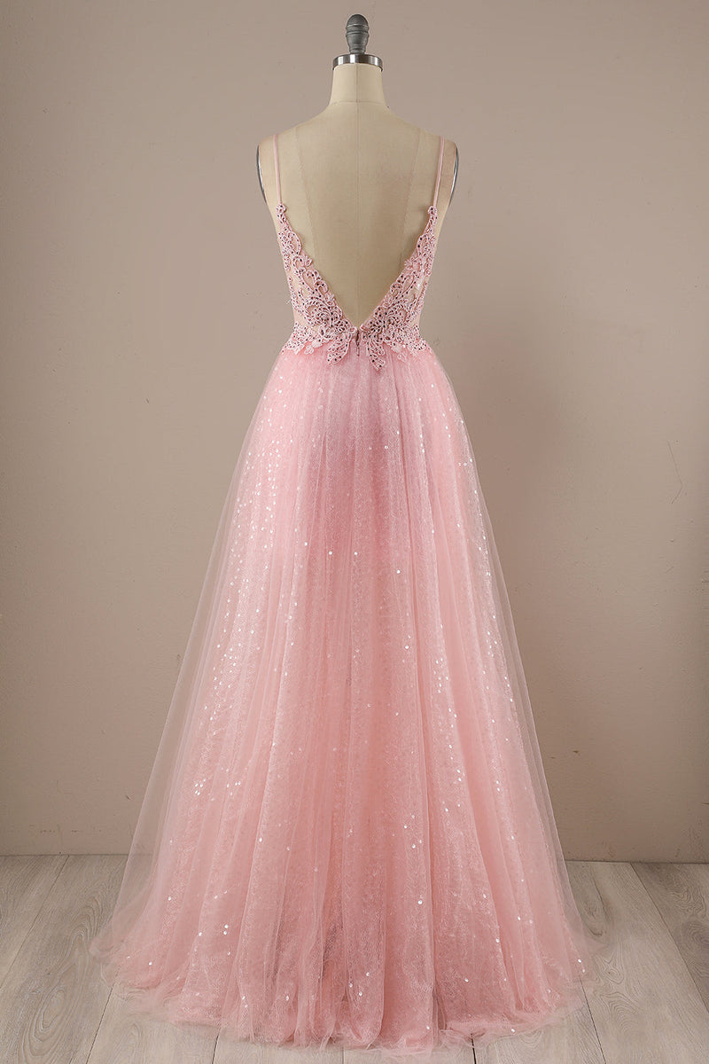 Load image into Gallery viewer, Pink Beading Tulle Princess Prom Dress