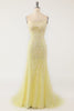 Load image into Gallery viewer, Yellow Mermaid Long Prom Dress with Appliques