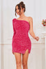 Load image into Gallery viewer, One Shoulder Glitter Sequins Homecoming Dress