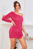 Load image into Gallery viewer, One Shoulder Glitter Sequins Homecoming Dress