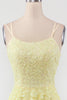 Load image into Gallery viewer, Yellow Spaghetti Straps Prom Dress