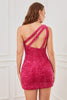 Load image into Gallery viewer, Rose Pink One Shoulder Sequins Tight Homecoming Dress