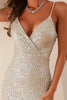 Load image into Gallery viewer, Silver Sequins Prom Dress with Slit