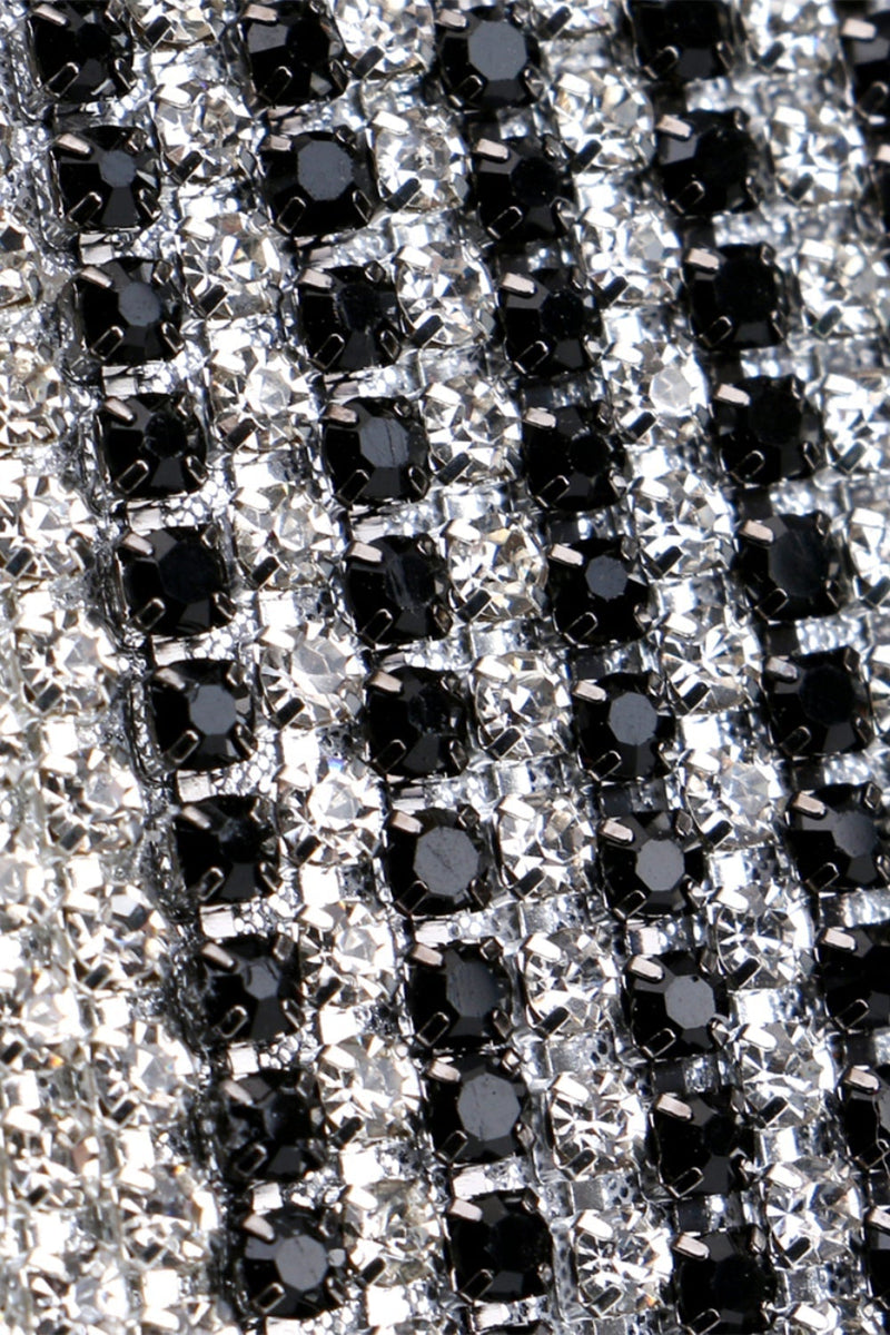 Load image into Gallery viewer, Black and Silver Beaded Prom Clutch