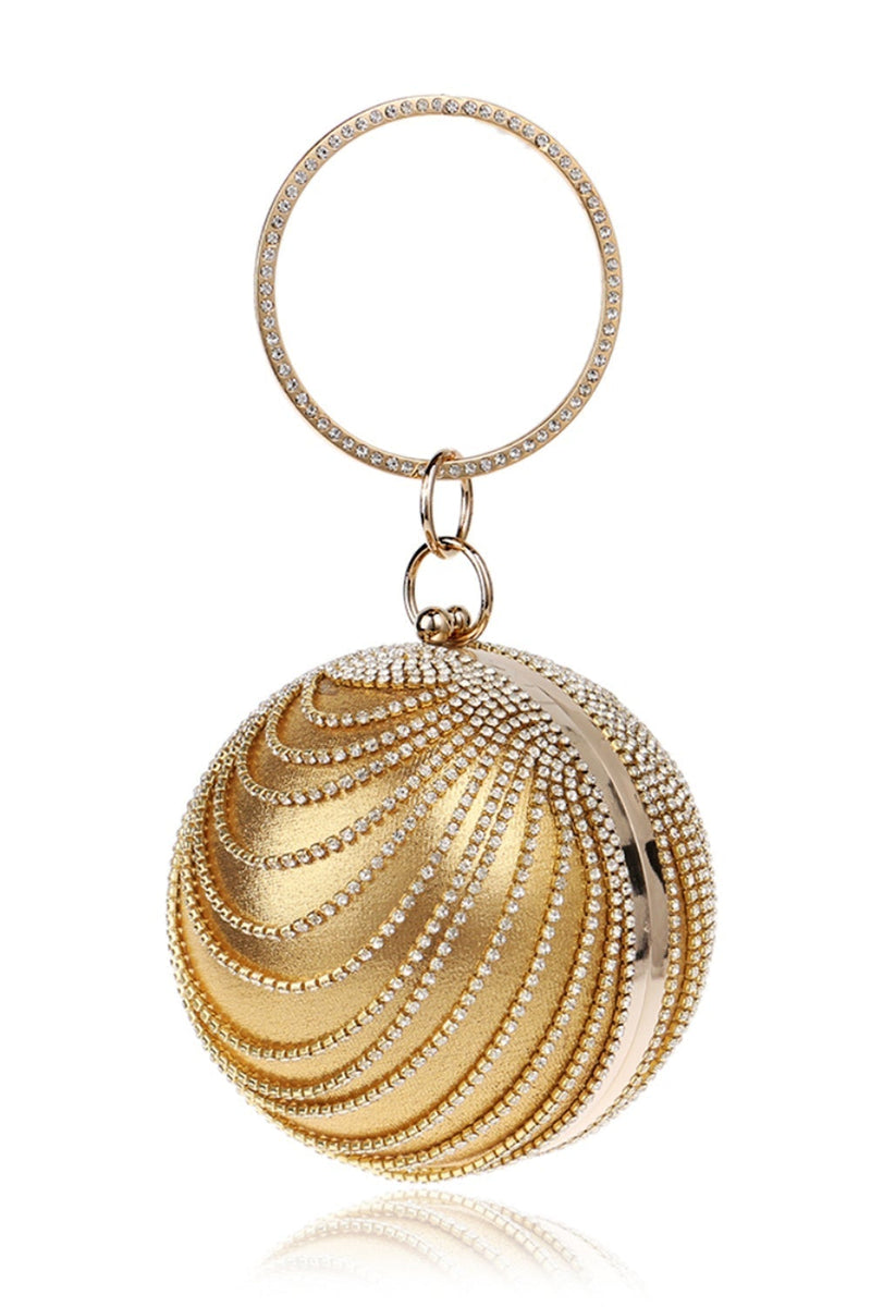 Load image into Gallery viewer, Golden Beaded Circle Party Clutch