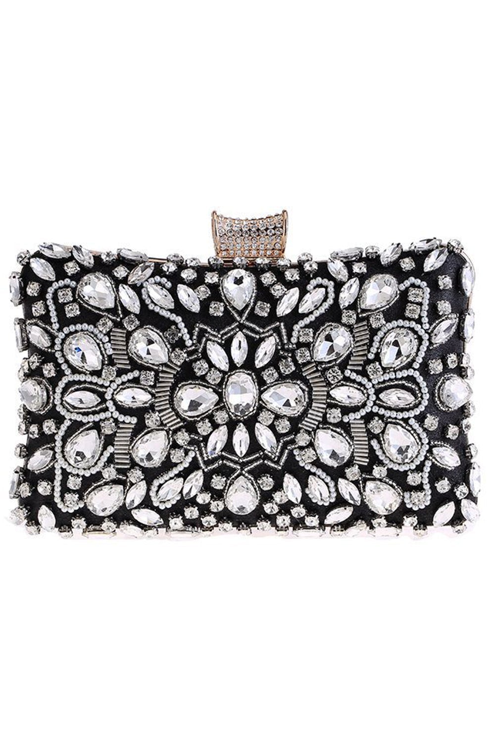 Black Party Clutch with Crystals