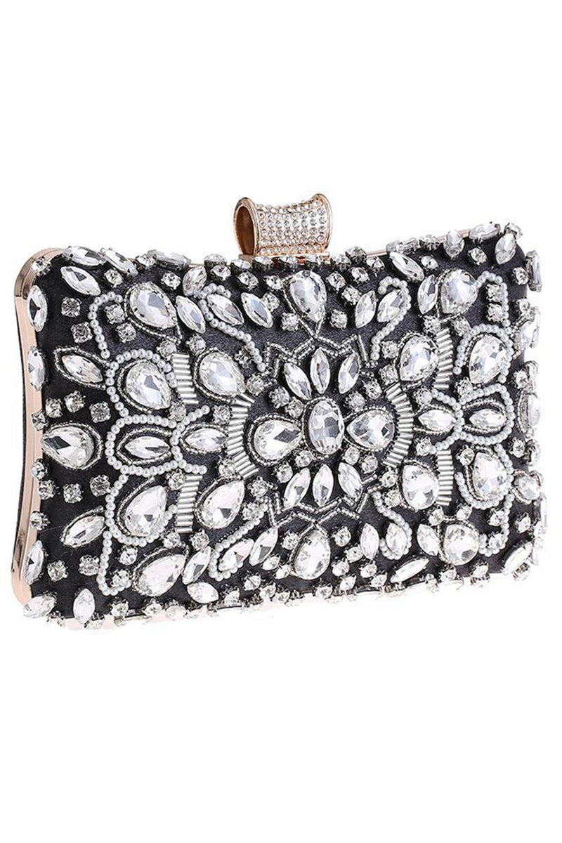 Load image into Gallery viewer, Black Party Clutch with Crystals