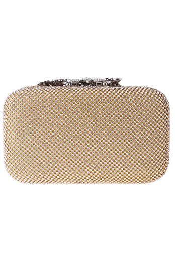 Golden Beaded Prom Clutch with Crystals