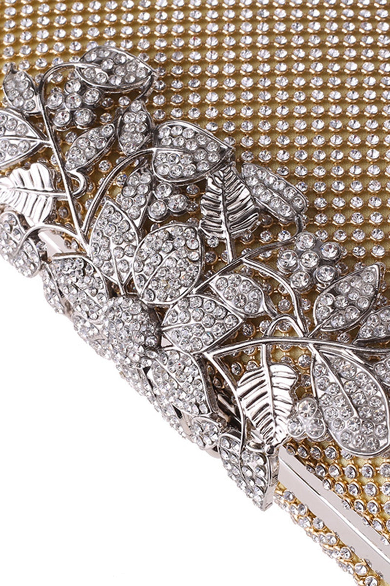 Load image into Gallery viewer, Golden Beaded Prom Clutch with Crystals